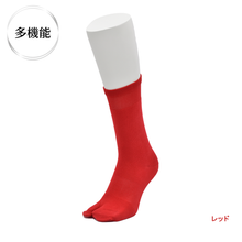 画像をギャラリービューアに読み込む, ソリッドカラー 足袋クルーソックス【レッド】