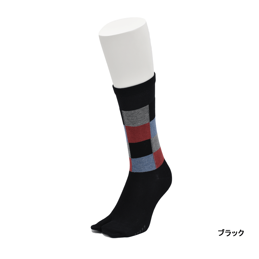 Square Pattern Tabi Crew Socks